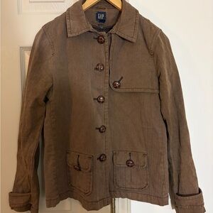 GAP Women's Herringbone Utility Jacket in Brown
